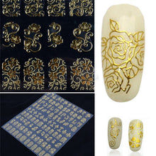 2017 New arrival Nail sticker Metal Retro Hollow Totem Nails Stickers Gold Silver Nail art decorations Korean Maquiagem