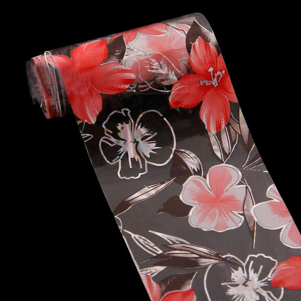 2017 New arrival Nail sticker Transfer Foils Decal Nail art decorations Nails Stickers Beauty Flower Pattern Red Maquiagem