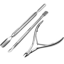 2017 New arrival Stainless Steel Nail Cuticle Spoon Pusher Remover Cutter Nipper Clipper Set Makeup tools Maquiagem Silver