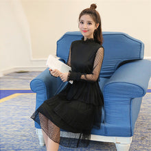 2017 Plus Size Vestidos Sexy Straight Mid-Calf Dress Brief Full Petal Sleeve Turtleneck Solid color Women Dresses 72244