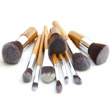 2017 Powder Foundation Eyeshadow Blusher Professional Makeup brushes 11PCS+Beige Linen Bag Beauty Makeup tools Pincel maquiagem