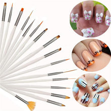 2017 Professional 16pcs Nail brushes set Nail Polish UV Gel Nail art Paint Design Pen Makeup tools Pincel maquiagem White