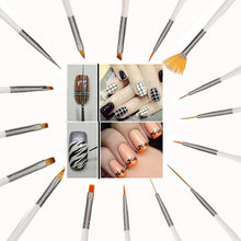 2017 Professional 16pcs Nail brushes set Nail Polish UV Gel Nail art Paint Design Pen Makeup tools Pincel maquiagem White