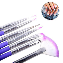 2017 Professional 7pcs Nail Art Design Makeup brushes set Drawing Painting Pen Polish Tips Make up Nail tools Purple