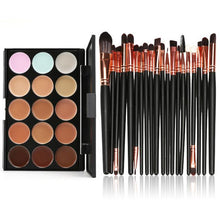 2017 Professional Makeup brushes 15 Colors Contour Face Cream Makeup Concealer Palette+20PCS Powder Foundation Eyeshadow brush