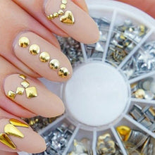 2017 Punk Rivet Nail Art Decoration Stickers Metallic Gold Studs Nail Tips DIY Nail sticker Alumium