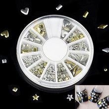 2017 Punk Rivet Nail Art Decoration Stickers Metallic Gold Studs Nail Tips DIY Nail tools Maquiagem