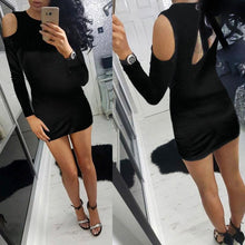 2017 Sexy Black Women's Dresses Sexy Backless Long Sleeve Off Shoulder Velvet Party Mini Dresses vestidos mujer #23