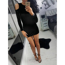 2017 Sexy Black Women's Dresses Sexy Backless Long Sleeve Off Shoulder Velvet Party Mini Dresses vestidos mujer #23