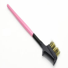 2017 Steel Eyebrow Eyelashes Extension Lashes Dual-Comb Eyelash Brush Metal Comb Cosmetics Makeup Tools Pink