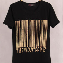 2017 Summer New Fashion Women CODE Letter Print T Shirt Casual Woman Short Sleeve Tops O-Neck Plus Size tee 72450
