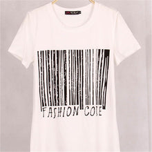 2017 Summer New Fashion Women CODE Letter Print T Shirt Casual Woman Short Sleeve Tops O-Neck Plus Size tee 72450