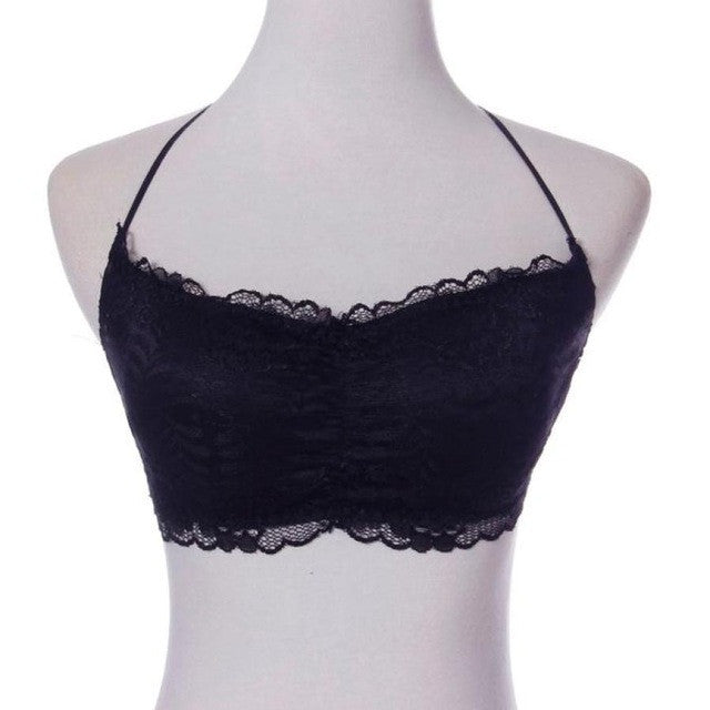 2017 Summer Style Women Lace Cropped Spandex Padded Strapless Crop Top Bra Cami Bralette Tank Tops croptop woman #8