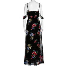 2017 Summer Women Floral Print Dress Sleeveless Cold Shoulder Strapless Long Dress Chiffon V Neck Boho Style Ladies Dresses #03