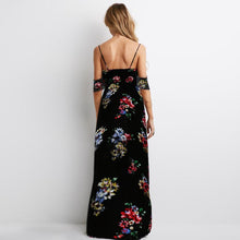 2017 Summer Women Floral Print Dress Sleeveless Cold Shoulder Strapless Long Dress Chiffon V Neck Boho Style Ladies Dresses #03