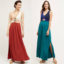2017 Vestidos Plus Size Sexy A-line Ankle-length Dress Brief Sleeveless V-neck Patchwork Women Dresses 71994