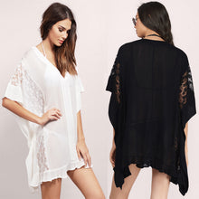 2017 Vestidos Plus Size Sexy A-line Knee-Length Dress Brief Half Sleeve V-neck Women Beach Lace Dresses 71999