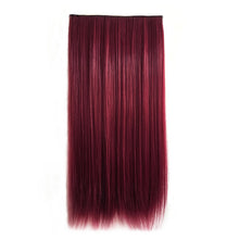 2017 Wine Red Synthetic 5 Clip In Hair Extensions Hairpiece Long Straight Natural Hair Extension 60cm Women's