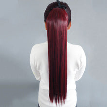 2017 Wine Red Synthetic 5 Clip In Hair Extensions Hairpiece Long Straight Natural Hair Extension 60cm Women's