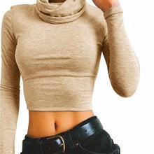 2017 Winter Spring Basic Tee Tops Women High Collar Short Style Long Sleeve Solid T-Shirt Female Fashion Women Clothing #1207