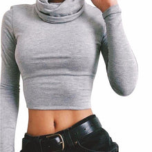 2017 Winter Spring Basic Tee Tops Women High Collar Short Style Long Sleeve Solid T-Shirt Female Fashion Women Clothing #1207