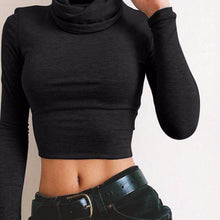 2017 Winter Spring Basic Tee Tops Women High Collar Short Style Long Sleeve Solid T-Shirt Female Fashion Women Clothing #1207