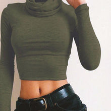 2017 Winter Spring Basic Tee Tops Women High Collar Short Style Long Sleeve Solid T-Shirt Female Fashion Women Clothing #1207