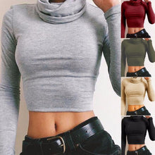 2017 Winter Spring Basic Tee Tops Women High Collar Short Style Long Sleeve Solid T-Shirt Female Fashion Women Clothing #1207