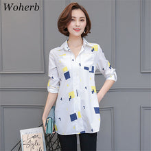 2017 Woman Blouses Long Sleeves Geometric Print Shirt Turn-down Collar Tops Shirt Female Work Wear Blusas Plus Size 4XL 33072