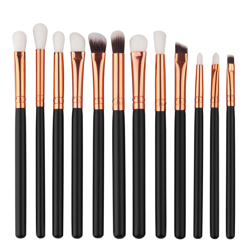 2017 Women 12PCS Mini Soft Face Blusher Cosmetic Eyebrow Eyeshadow brush Professional Makeup brushes sets Pincel maquiagem Black