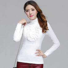 2017 Women Blusas femininas Casual Woman Blouses Long Sleeve Tops Autumn Turtle-neck Lace Shirts With Ruffles 71926
