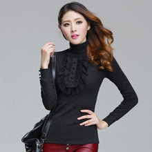 2017 Women Blusas femininas Casual Woman Blouses Long Sleeve Tops Autumn Turtle-neck Lace Shirts With Ruffles 71926