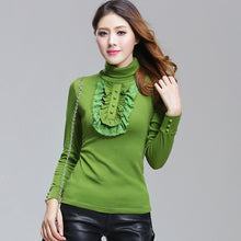 2017 Women Blusas femininas Casual Woman Blouses Long Sleeve Tops Autumn Turtle-neck Lace Shirts With Ruffles 71926