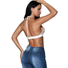 2017 Women Floral Lace Bralette Hollow Out Bustier Halter Neck Bandage Crop Top Triangle Cropped Female Sexy Black White #23