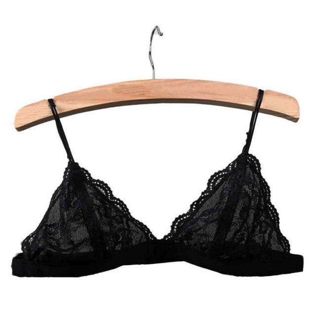 2017 Women Floral Sheer Lace Crop Top Unpadded Hollow Out Triangle Bralette Bra Bustier Crop Top Lingerie Mesh lining Camis #43