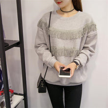 2017 Women New Autumn Winter Hoody O-neck Pullover Full Sleeve Fringe Coat Hoodies Sweatshirts 71955