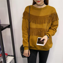 2017 Women New Autumn Winter Hoody O-neck Pullover Full Sleeve Fringe Coat Hoodies Sweatshirts 71955