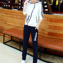 2017 Women Sets&Suit Hooded Full t-shirt Plus Size Casual Set 2 Piece Letter Print Full Length Sets With Zipper 71941