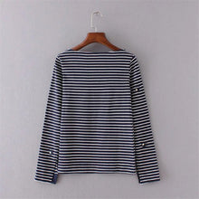 2017 Women Summer Basic T Shirt Fashion Striped Tops O-Neck Full Sleeve Embroidery t-shirt 72257