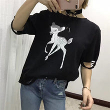2017 Women Summer Basic T Shirt Fashion Tops O-Neck Short Sleeve Animal Print Korea Style Hole t-shirt 72253