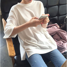 2017 Women Summer Basic T Shirt Fashion Tops O-Neck Three Quarter 3/4 Sleeve t-shirt Thick Tee 72251