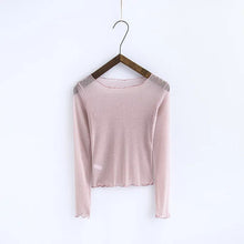 2017 Women Summer Fashion Solid Tops Thin T Shirt Woman O-Neck Full Sleeve Plus Size t-shirt 72360
