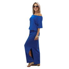 2017 Women Summer Long Maxi Dress Side Splite Casual Strecth Straight Ladies Dresses with Pocket Robe Female Short Sleeve #43