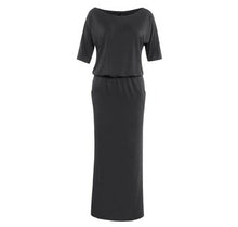 2017 Women Summer Long Maxi Dress Side Splite Casual Strecth Straight Ladies Dresses with Pocket Robe Female Short Sleeve #43