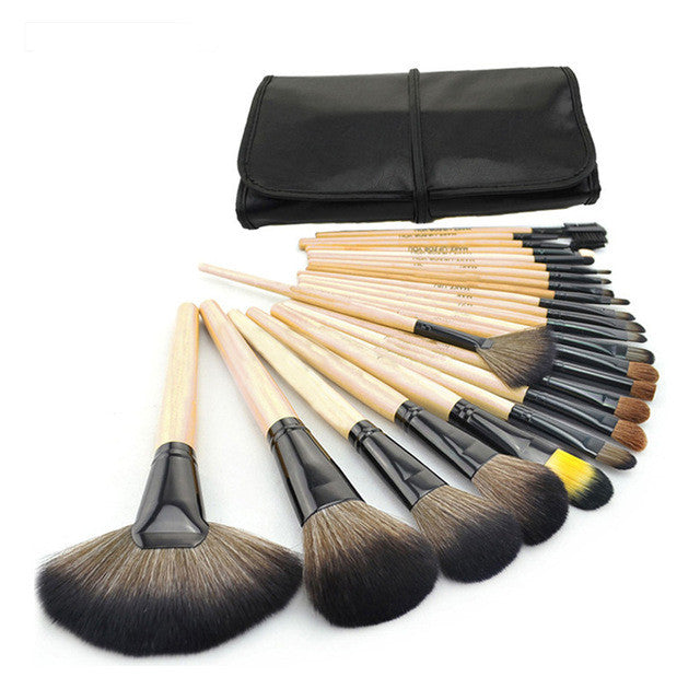 24pcs Professional MAKEUP Brushes set Make up tools Horse Hair Brush kit of cosmetic with bag