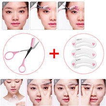 3 Pcs Eyebrow Stencil Tool Makeup Eye Brow Template Shaper Make Up Tool + Eyebrow Trimmer Hair Scissors Eyelash Comb