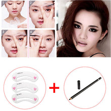 3 Pcs Makeup Eye Brow Template Shaper + Waterpro Black Eyebrow Eye liner Pen Cosmetics Eyeliner Pencil Make Up Tool