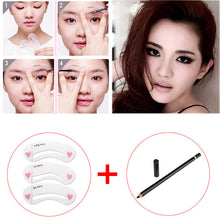 3 Pcs Makeup Eye Brow Template Shaper + Waterpro Black Eyebrow Eye liner Pen Cosmetics Eyeliner Pencil Make Up Tool