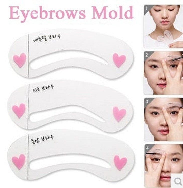 3 Pcs New Eyebrow Stencil Tool Makeup Eye Brow Template Shaper Make Up Tool