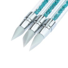 3 Pcs Pencil Strass Head Nail Art Brush Nail Silicone Brushes With Acrylic Strap Making Flower & Carve Patterns Anne